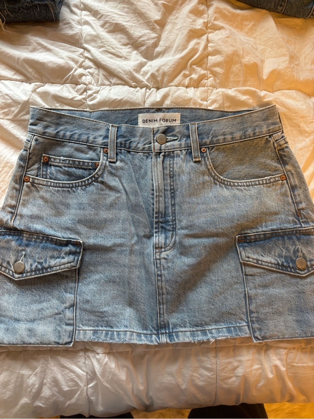 Aritzia Denim Forum Light Blue Cargo Pocket Denim Mini Skirt